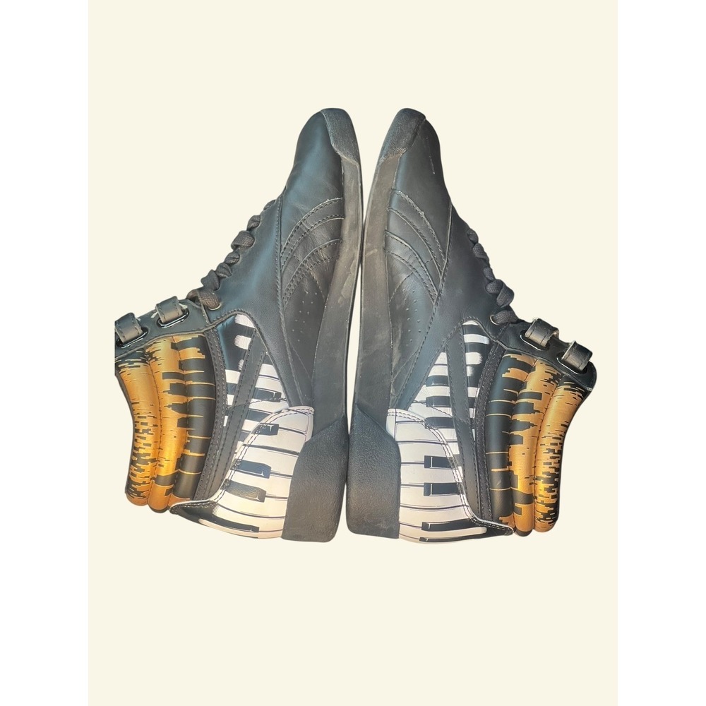Reebok Freestyle High Top Alicia Keys Deadstock Black Gold Piano Keys Women's 7 - Picture 8 of 12